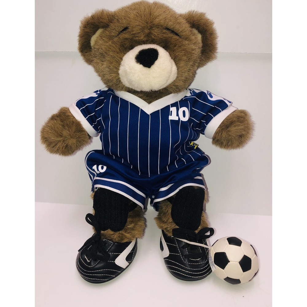 Build A Bear Soccer Player Plush Teddy Bear Uniform Knee Pads Cleats Ball Y2K
